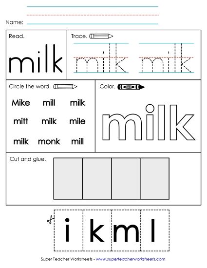 Worksheet 2: Milk (Printable PDF Worksheet)