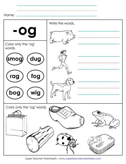Worksheets - Worksheet 2 (-og Words) (Printable PDF Worksheet)