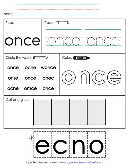 Worksheet 2: Once (Printable PDF Worksheet)
