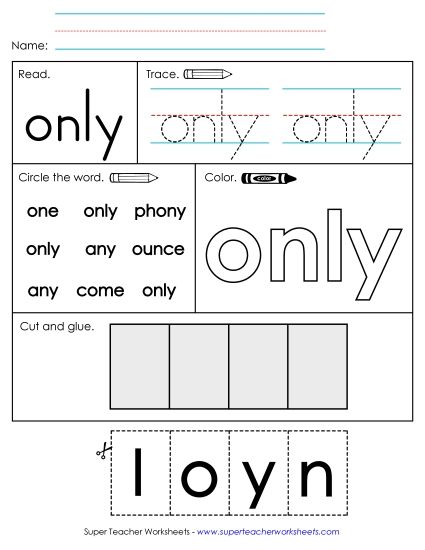Worksheet 2: Only (Printable PDF Worksheet)