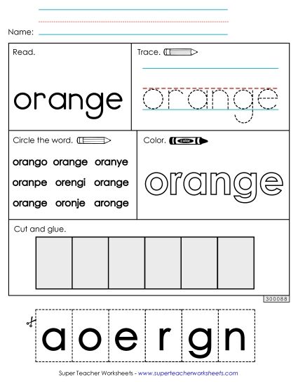 Worksheet 2: Orange (Printable PDF Worksheet)