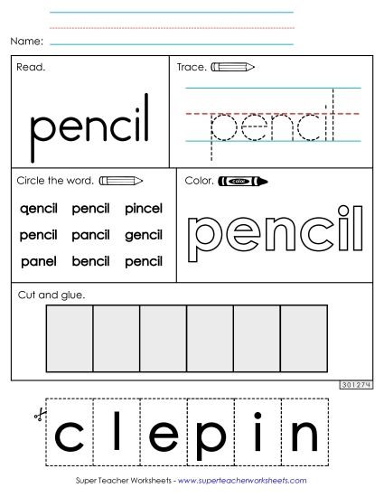 Worksheet 2: Pencil (Printable PDF Worksheet)