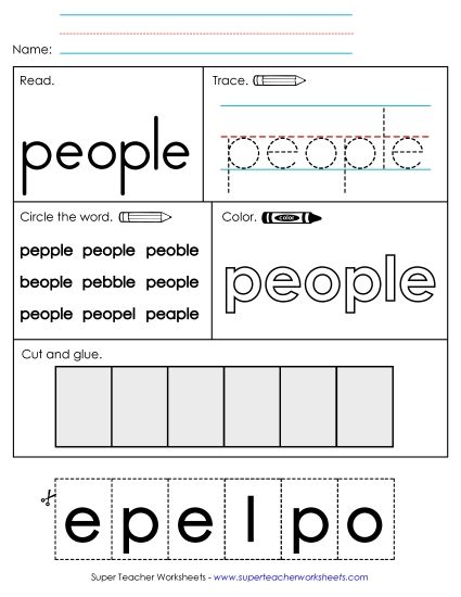 Worksheet 2: People (Printable PDF Worksheet)