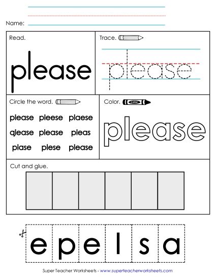 Worksheet 2: Please (Printable PDF Worksheet)