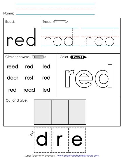 Worksheet 2: Red (Printable PDF Worksheet)