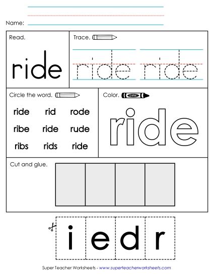 Worksheet 2: Ride (Printable PDF Worksheet)