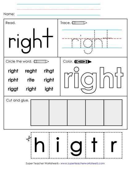 Worksheet 2: Right (Printable PDF Worksheet)