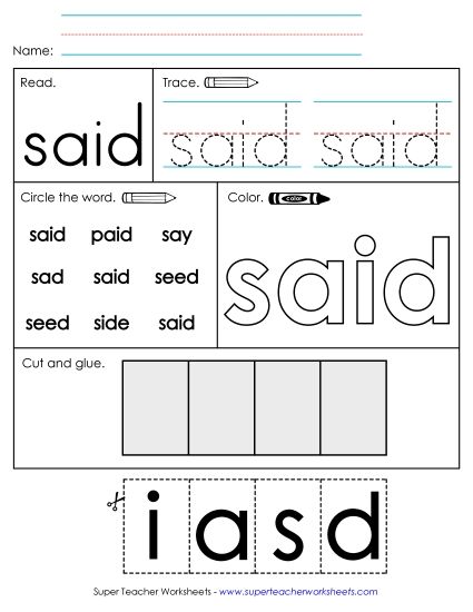 Worksheet 2: Said (Printable PDF Worksheet)