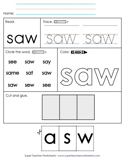 Worksheet 2: Saw (Printable PDF Worksheet)