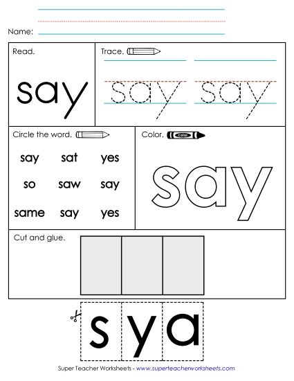 Worksheet 2: Say (Printable PDF Worksheet)