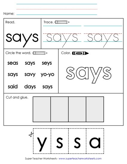 Worksheet 2: Says (Printable PDF Worksheet)
