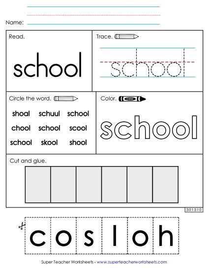 Worksheet 2: School (Printable PDF Worksheet)
