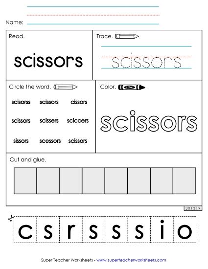 Worksheet 2: Scissors (Printable PDF Worksheet)