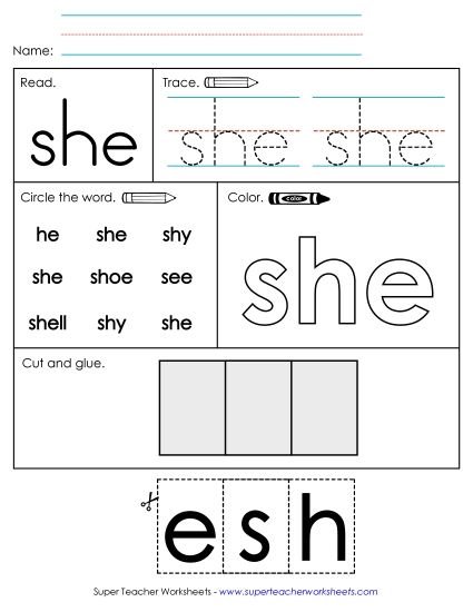 Worksheet 2: She (Printable PDF Worksheet)