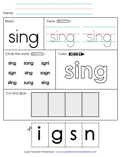 Worksheet 2: Sing (Printable PDF Worksheet)