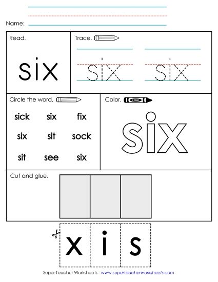 Worksheet 2: Six (Printable PDF Worksheet)