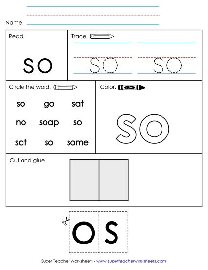 Worksheet 2: So (Printable PDF Worksheet)