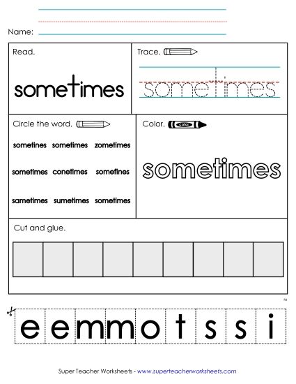 Worksheet 2: Sometimes (Printable PDF Worksheet)