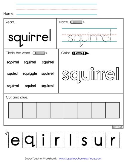 Worksheet 2: Squirrel (Printable PDF Worksheet)