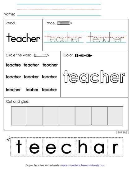 Worksheet 2: Teacher (Printable PDF Worksheet)