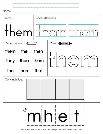 Worksheet 2: Them (Printable PDF Worksheet)