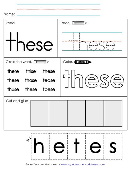 Worksheet 2: These (Printable PDF Worksheet)