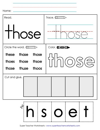 Worksheet 2: Those (Printable PDF Worksheet)