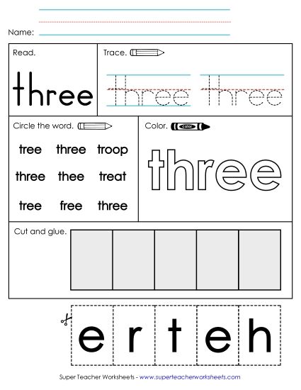 Worksheet 2: Three (Printable PDF Worksheet)