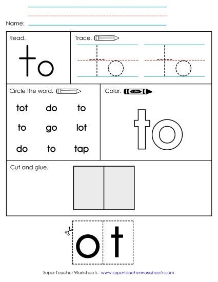 Worksheet 2: To (Printable PDF Worksheet)