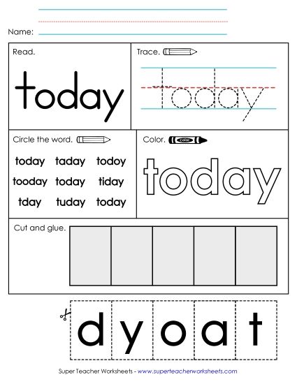 Worksheet 2: Today (Printable PDF Worksheet)