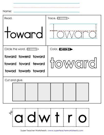 Worksheet 2: Toward (Printable PDF Worksheet)