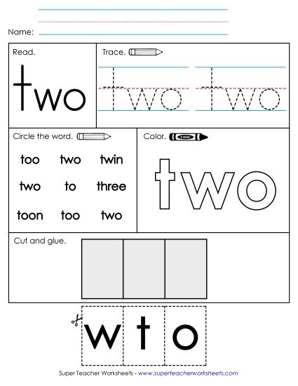 Worksheet 2: Two (Printable PDF Worksheet)