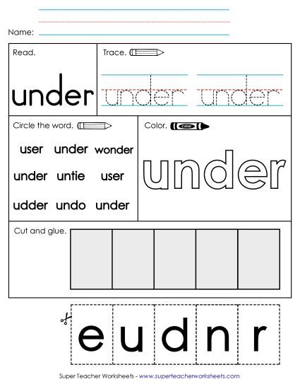 Worksheet 2: Under (Printable PDF Worksheet)