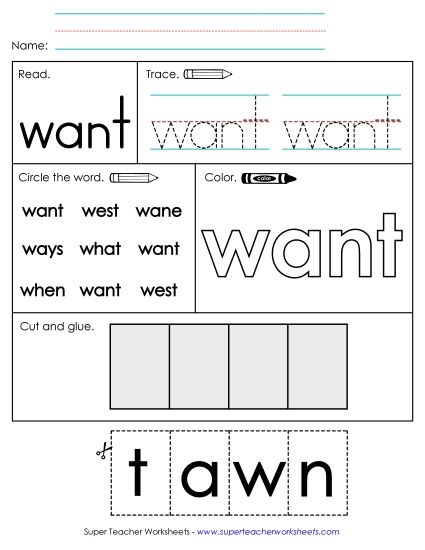 Worksheet 2: Want (Printable PDF Worksheet)