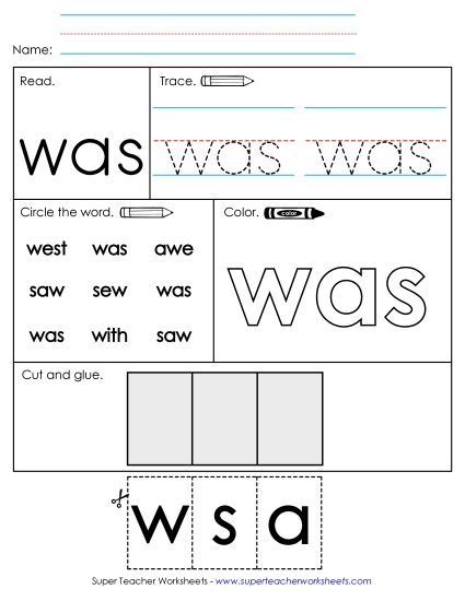Worksheet 2: Was (Printable PDF Worksheet)