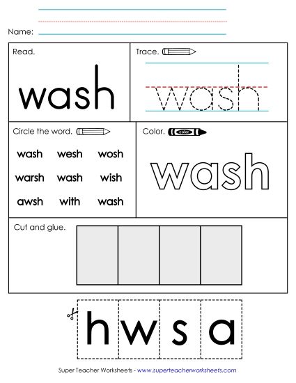 Worksheet 2: Wash (Printable PDF Worksheet)