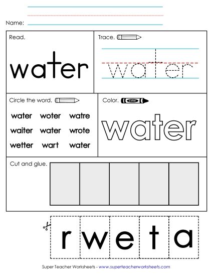 Worksheet 2: Water (Printable PDF Worksheet)