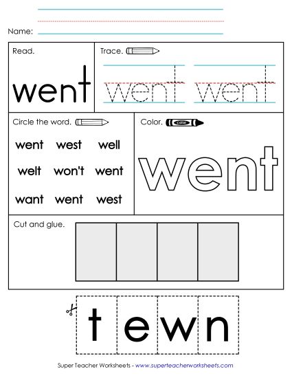 Worksheet 2: Went (Printable PDF Worksheet)