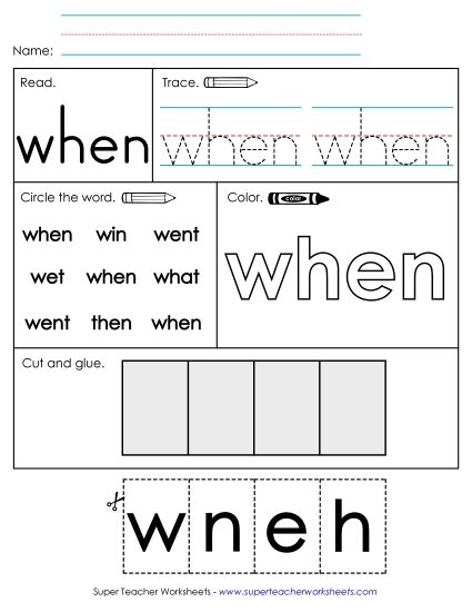 Worksheet 2: When (Printable PDF Worksheet)