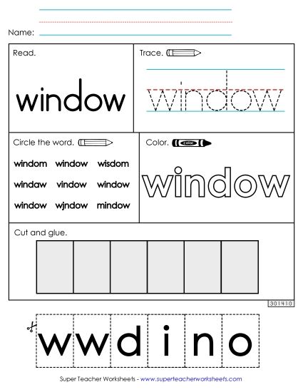 Worksheet 2: Window (Printable PDF Worksheet)