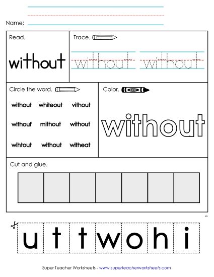 Worksheet 2: Without (Printable PDF Worksheet)