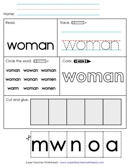 Worksheet 2: Woman (Printable PDF Worksheet)