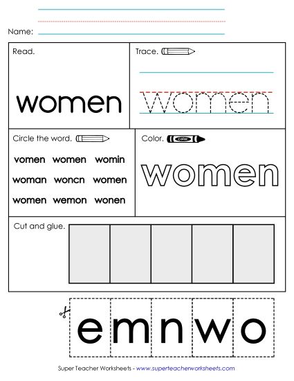Worksheet 2: Women (Printable PDF Worksheet)