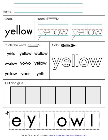 Worksheet 2: Yellow (Printable PDF Worksheet)