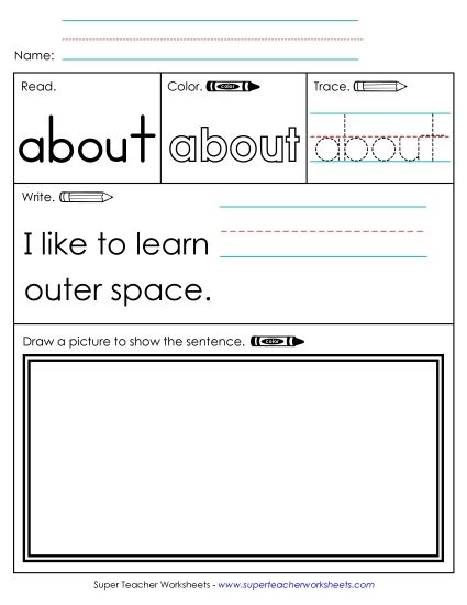 Worksheet 3: About (Printable PDF Worksheet)