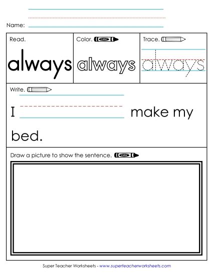 Worksheet 3: Always (Printable PDF Worksheet)