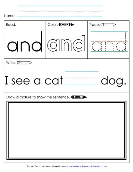 Worksheet 3: And (Printable PDF Worksheet)