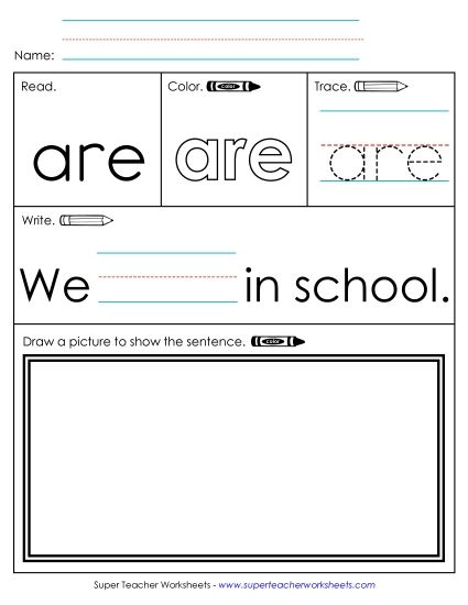 Worksheet 3: Are (Printable PDF Worksheet)
