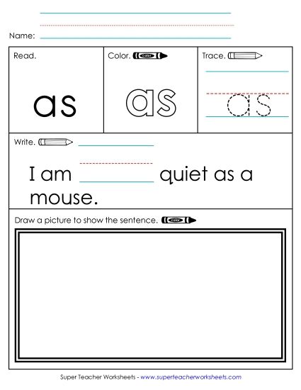 Worksheet 3: As (Printable PDF Worksheet)