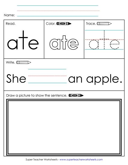 Worksheet 3: Ate (Printable PDF Worksheet)